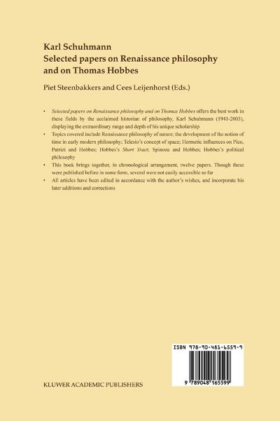 Produktbild: Selected papers on Renaissance philosophy and on Thomas Hobbes
