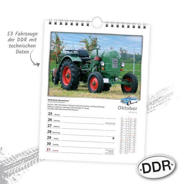 Produktbild: TR&Ouml;TSCH - Wochenkalender zum H&auml;ngen DDR-Fahrzeuge 2027
