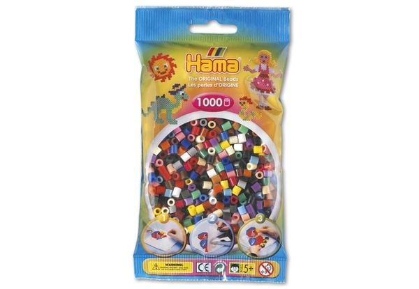 Hama Perlen Mix, 1000 Stück, 22 Farben, Farbmix