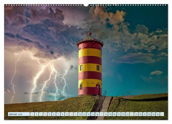 Produktbild: Leuchtturm Gewitter (Wandkalender 2026 DIN A2 quer), CALVENDO Monatskalender