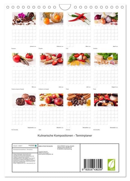 Produktbild: Kulinarische Kompositionen - Terminplaner (Wandkalender 2026 DIN A4 hoch), CALVENDO Monatskalender