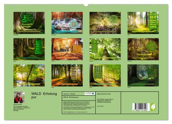 Produktbild: WALD Erholung pur (hochwertiger Premium Wandkalender 2026 DIN A2 quer), Kunstdruck in Hochglanz