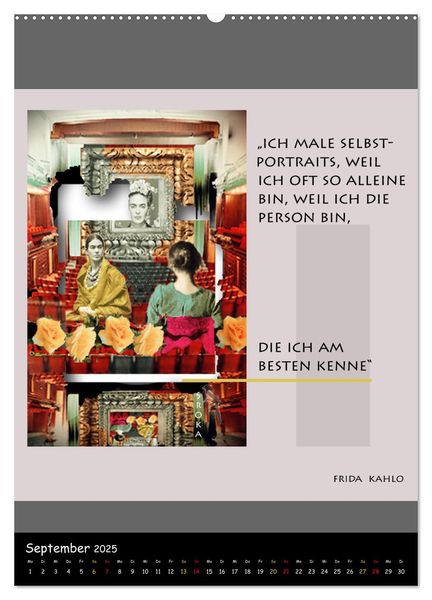 Produktbild: Frida Kahlo - Zitate im Dialog (Wandkalender 2025 DIN A2 hoch), CALVENDO Monatskalender