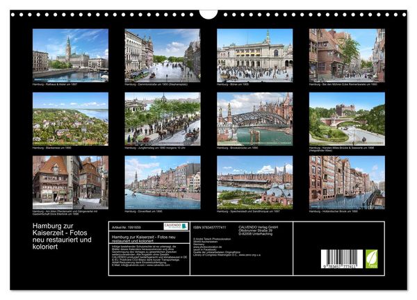 Produktbild: Hamburg zur Kaiserzeit - Fotos neu restauriert und koloriert (Wandkalender 2026 DIN A3 quer), CALVENDO Monatskalender