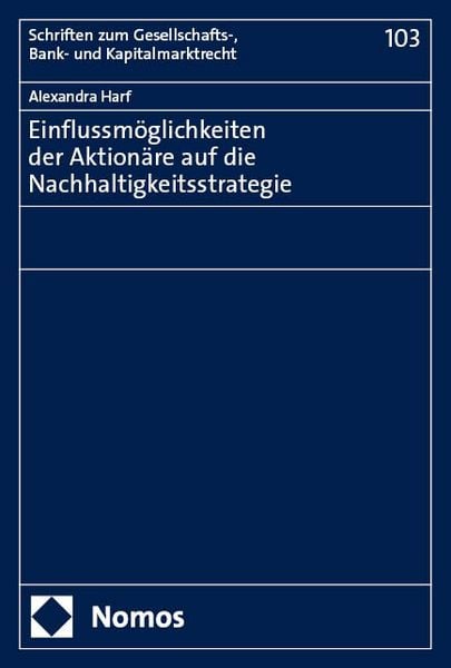 Produktbild: Einflussm&ouml;glichkeiten der Aktion&auml;re auf die Nachhaltigkeitsstrategie
