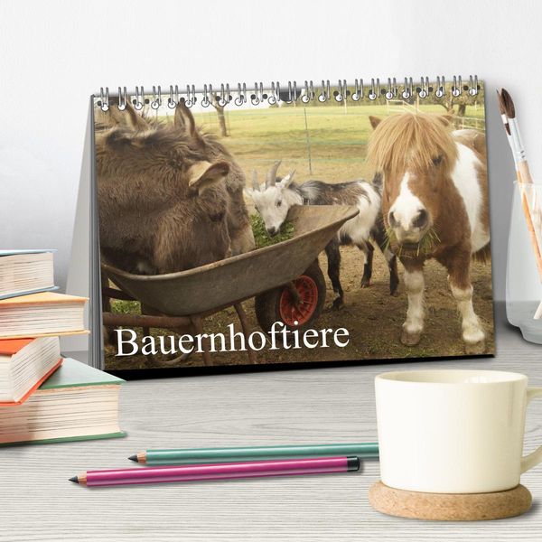 Produktbild: Bauernhoftiere (Tischkalender 2026 DIN A5 quer), CALVENDO Monatskalender