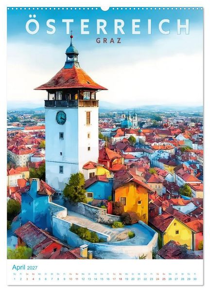 Produktbild: &Ouml;sterreich - Old School Poster Style (hochwertiger Premium Wandkalender 2027 DIN A2 hoch), Kunstdruck in Hochglanz