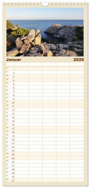Produktbild: Familienplaner 2026 - Cala Ratjada mit 5 Spalten (Wandkalender, 21 x 45 cm) CALVENDO