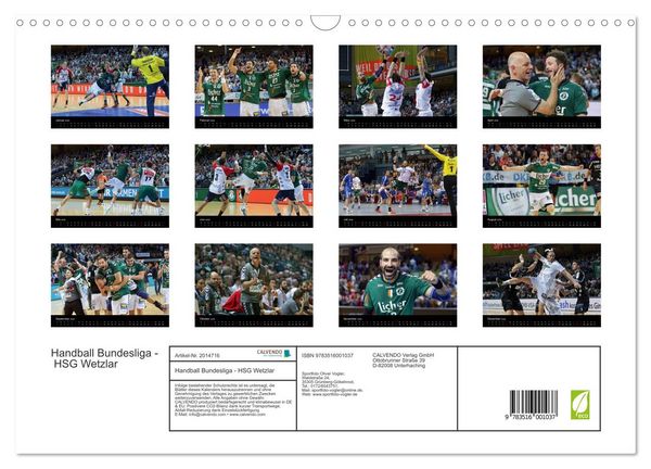 Produktbild: Handball Bundesliga - HSG Wetzlar (Wandkalender 2026 DIN A3 quer), CALVENDO Monatskalender