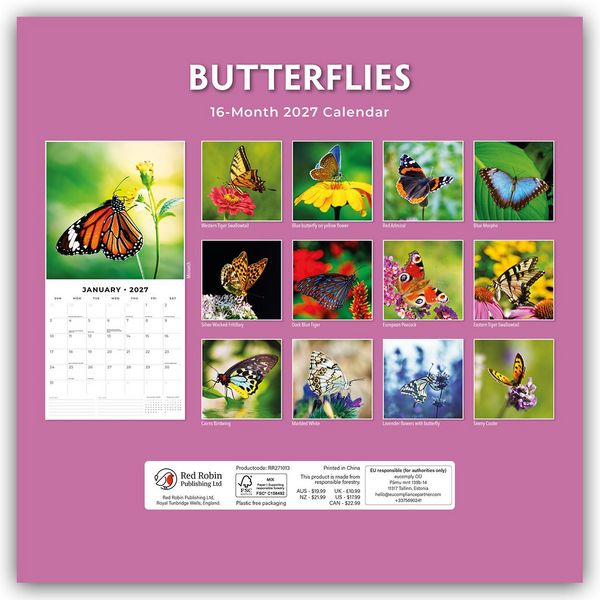 Produktbild: Butterflies &ndash; Schmetterlinge 2027 &ndash; 16-Monatskalender