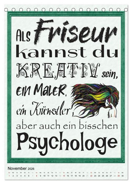 Produktbild: Friseur-Spr&uuml;che (Tischkalender 2026 DIN A5 hoch), CALVENDO Monatskalender