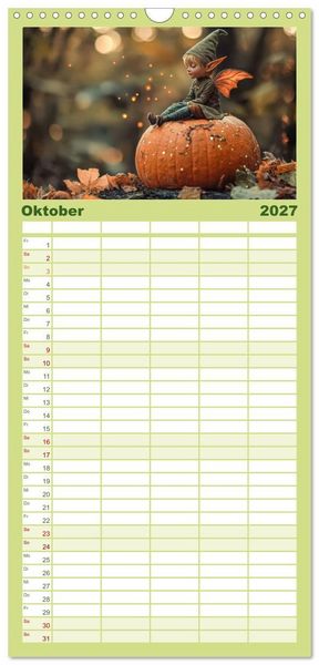 Produktbild: Familienplaner 2027 - Niedliche Naturwesen mit 5 Spalten (Wandkalender, 21 x 45 cm) CALVENDO