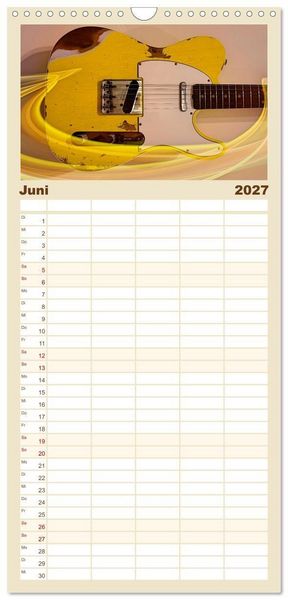 Produktbild: Familienplaner 2027 - Traumgitarren - the Sound of Rock mit 5 Spalten (Wandkalender, 21 x 45 cm) CALVENDO