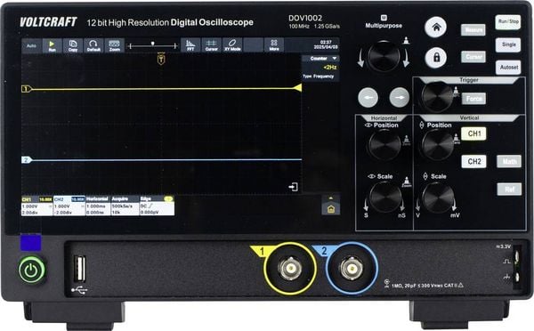 VOLTCRAFT DOV1002 Digital-Oszilloskop 100 MHz 2-Kanal 1.25 GSa/s 50 Mpts 12 Bit Digital-Speicher (DSO) 1 St.