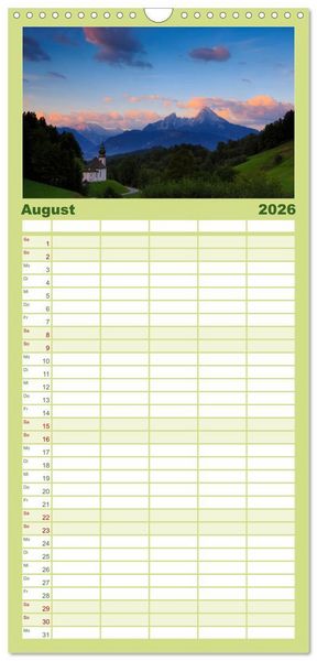 Produktbild: Familienplaner 2026 - Berchtesgadener Land mit 5 Spalten (Wandkalender, 21 x 45 cm) CALVENDO