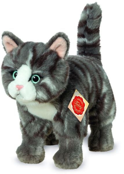 Produktbild: Teddy Hermann 91822 - Katze stehend, grau, 20 cm