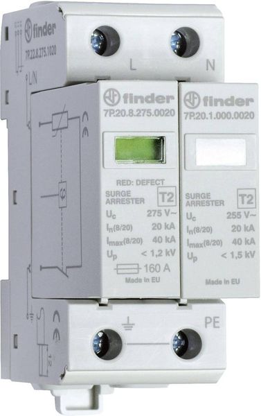 Finder 7P.22.8.275.1020 7P.22.8.275.1020 Überspannungsschutz-Ableiter  Überspannungsschutz für: Verteilerschrank 20 kA  