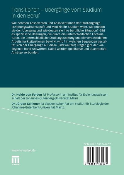 Produktbild: Transitionen - &Uuml;berg&auml;nge vom Studium in den Beruf