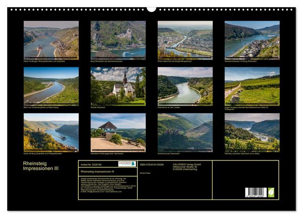 Produktbild: Rheinsteig Impressionen III (Wandkalender 2026 DIN A2 quer), CALVENDO Monatskalender