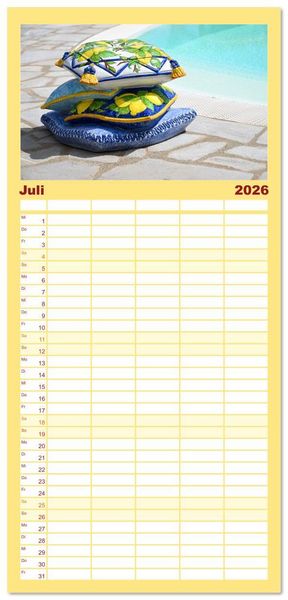 Produktbild: Familienplaner 2026 - Sehnsuchtsort Amalfik&uuml;ste mit 5 Spalten (Wandkalender, 21 x 45 cm) CALVENDO