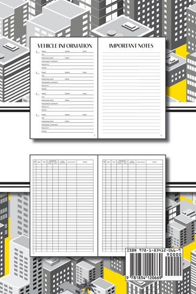 Produktbild: Mileage Tracker (Cityscape Grayscale and Yellow)