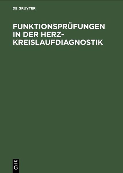 Produktbild: Funktionspr&uuml;fungen in der Herz-Kreislaufdiagnostik