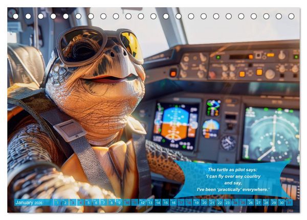 Produktbild: Funny charming animals as pilots (Desk Calendar 2026 DIN A5 landscape), CALVENDO 12 Month DeskCalendar