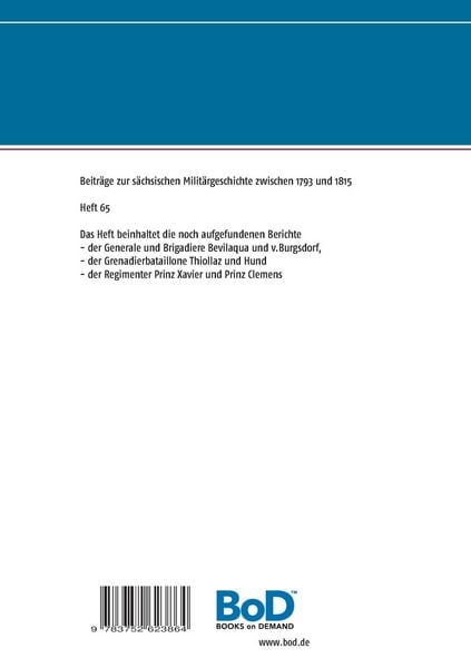 Produktbild: Die Berichte der s&auml;chsischen Truppen aus dem Feldzug 1806 (VI)