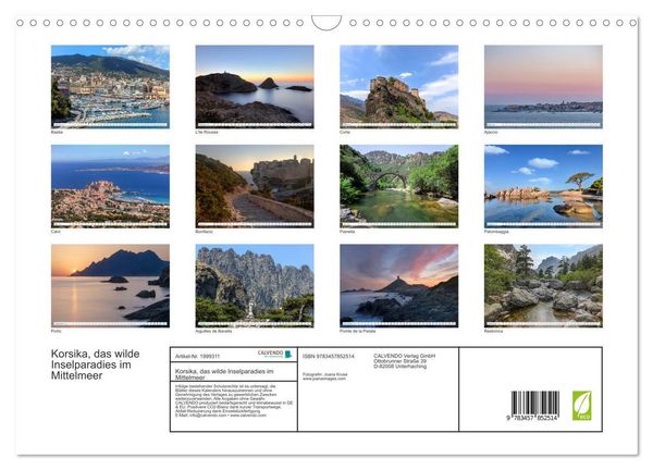 Produktbild: Korsika, das wilde Inselparadies im Mittelmeer (Wandkalender 2026 DIN A3 quer), CALVENDO Monatskalender