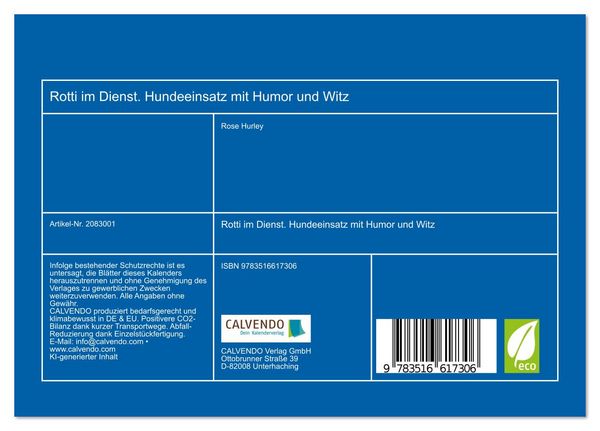 Produktbild: Rotti im Dienst. Hundeeinsatz mit Humor und Witz (Tischkalender 2026 DIN A5 quer), CALVENDO Monatskalender