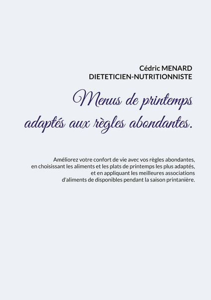 Produktbild: Menus de printemps adapt&eacute;s aux r&egrave;gles abondantes