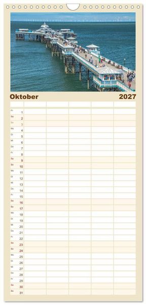 Produktbild: Familienplaner 2027 - Seebr&uuml;cken im Vereinigten K&ouml;nigreich mit 5 Spalten (Wandkalender, 21 x 45 cm) CALVENDO