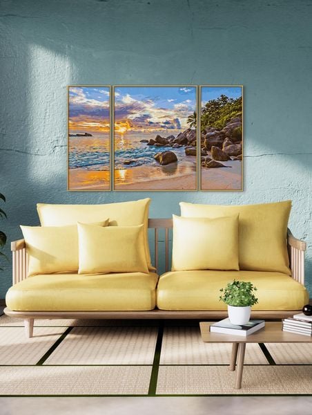 Schipper 609260906 - Malen nach Zahlen, Abendstimmung im Paradies, Triptychon, 50 x 80 cm