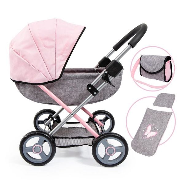 Produktbild: Puppenwagen Cosy grau/rosa 63x34x58cm