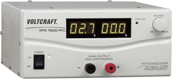 Produktbild: VOLTCRAFT SPS 1525 PFC Labornetzger&auml;t, einstellbar 3 - 15 V/DC 2 - 25 A 375 W Remote Anzahl Ausg&auml;nge 1 x