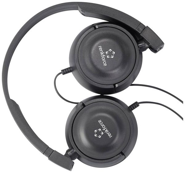 Produktbild: Renkforce RF-HS-130 On Ear Kopfh&ouml;rer kabelgebunden Stereo Schwarz Lautst&auml;rkeregelung