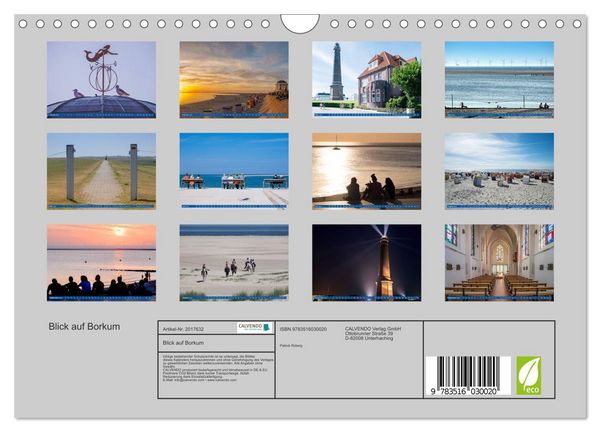 Produktbild: Blick auf Borkum (Wandkalender 2026 DIN A4 quer), CALVENDO Monatskalender