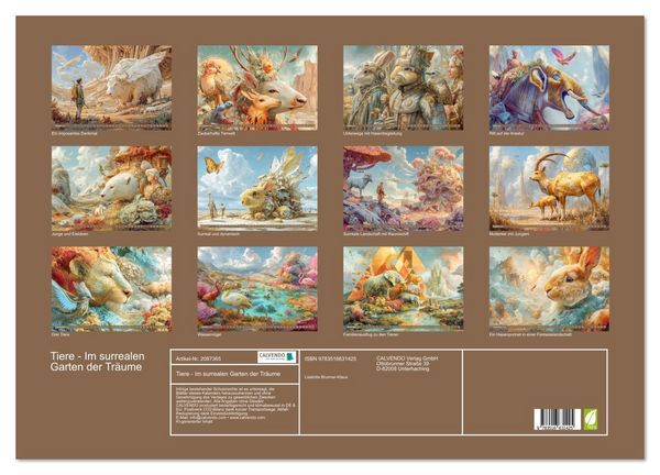 Produktbild: Tiere - Im surrealen Garten der Tr&auml;ume (Wandkalender 2026 DIN A2 quer), CALVENDO Monatskalender