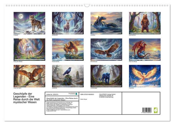 Produktbild: Gesch&ouml;pfe der Legenden - Eine Reise durch die Welt mystischer Wesen (Wandkalender 2027 DIN A2 quer), CALVENDO Monatskalender