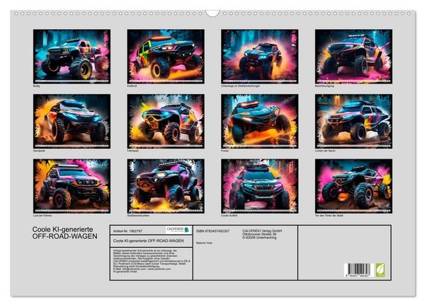 Produktbild: Coole KI-generierte OFF-ROAD-WAGEN (Wandkalender 2026 DIN A2 quer), CALVENDO Monatskalender