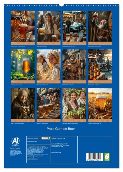 Produktbild: Prost German Beer (High Quality Premium Wall Calendar 2026 DIN A2 portrait),CALVENDO 12 Month Wall Calendar