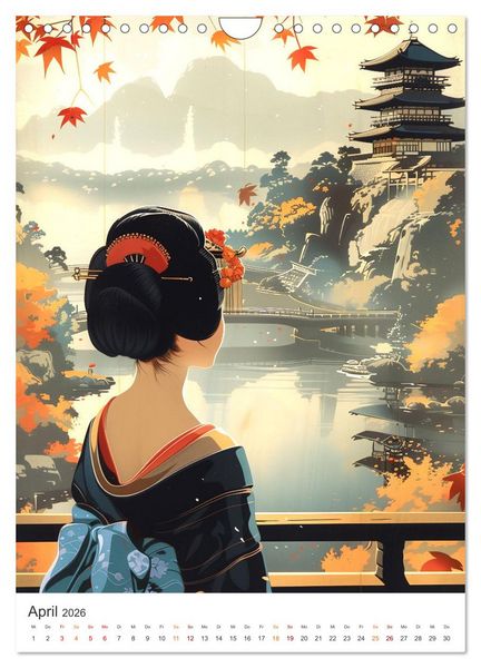 Produktbild: Geisha - Old School Poster Style (Wandkalender 2026 DIN A4 hoch), CALVENDO Monatskalender