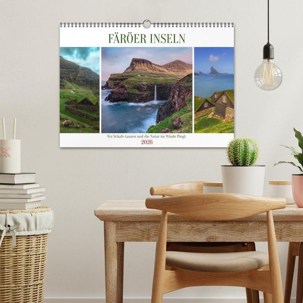 Produktbild: F&auml;r&ouml;er Inseln - Wo Schafe tanzen und die Natur im Winde fliegt (Wandkalender 2026 DIN A3 quer), CALVENDO Monatskalender