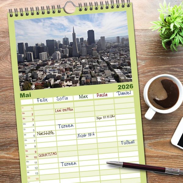 Produktbild: Familienplaner 2026 - San Francisco Westk&uuml;ste USA mit 5 Spalten (Wandkalender, 21 x 45 cm) CALVENDO
