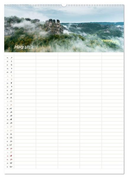 Produktbild: Familienkalender - Das Elbsandsteingebirge (Wandkalender 2027 DIN A2 hoch), CALVENDO Monatskalender