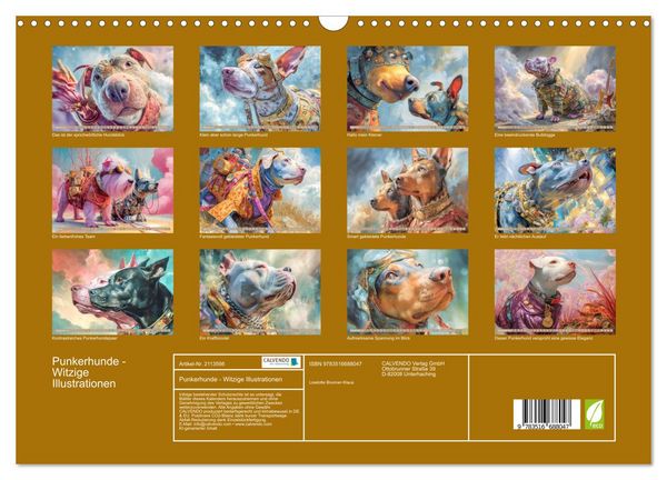 Produktbild: Punkerhunde - Witzige Illustrationen (Wandkalender 2026 DIN A3 quer), CALVENDO Monatskalender