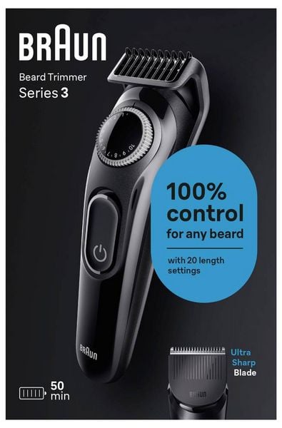 Produktbild: Braun BT3400 Bartschneider, Pr&auml;zisions Trimmer abwaschbar Schwarz