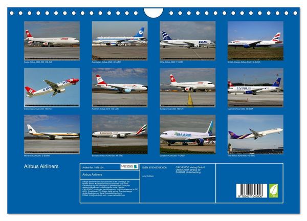 Produktbild: Airbus Airliners (Wandkalender 2026 DIN A4 quer), CALVENDO Monatskalender