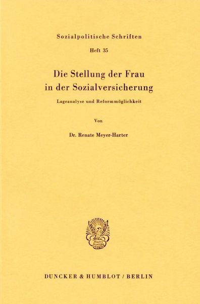 Produktbild: Die Stellung der Frau in der Sozialversicherung.