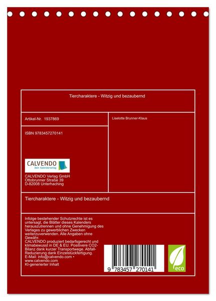 Produktbild: Tiercharaktere - Witzig und bezaubernd (Tischkalender 2026 DIN A5 hoch), CALVENDO Monatskalender